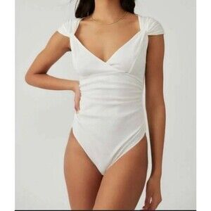 Intimately Free People Another Love Ribbed Bodysuit Women's M Beachy Minimalist